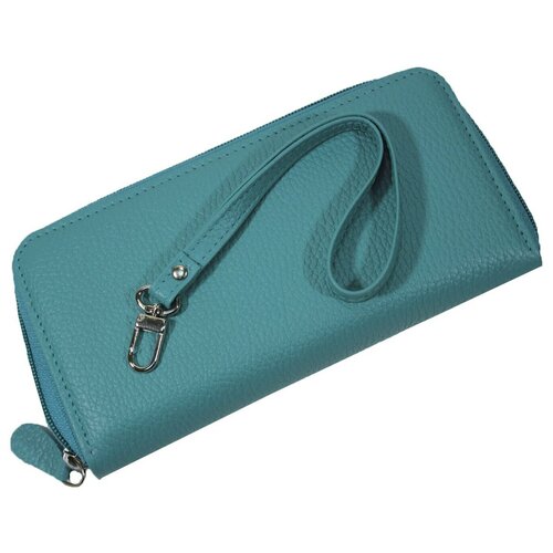 фото Кошелек женский из натуральной кожи, маленький бумажник для денег, портмоне на каждый день бирюзовый пр951-110 кроко