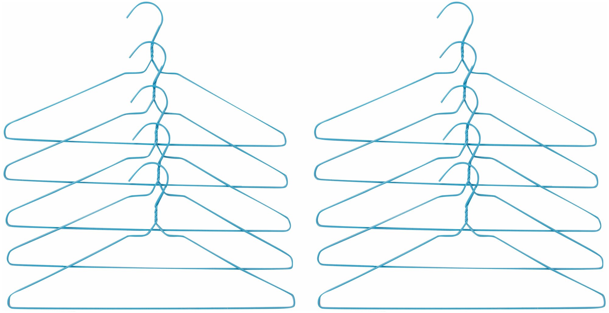 Набор вешалок для одежды 405х220х90 мм ПВХ цвет голубой 10 шт. Данный набор будет незаменимым для хранения одежды в вашем гардеробе и станет отличны