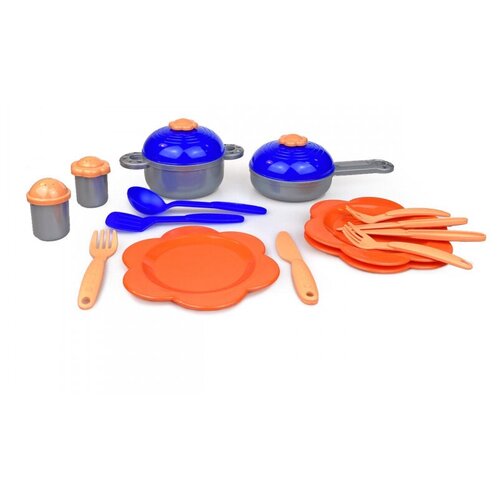 Набор детской посуды Лена на 19 предметов, с кастрюлей (09160)
