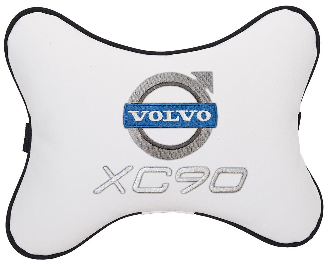 Автомобильная подушка на подголовник экокожа Milk с логотипом автомобиля Volvo XC90