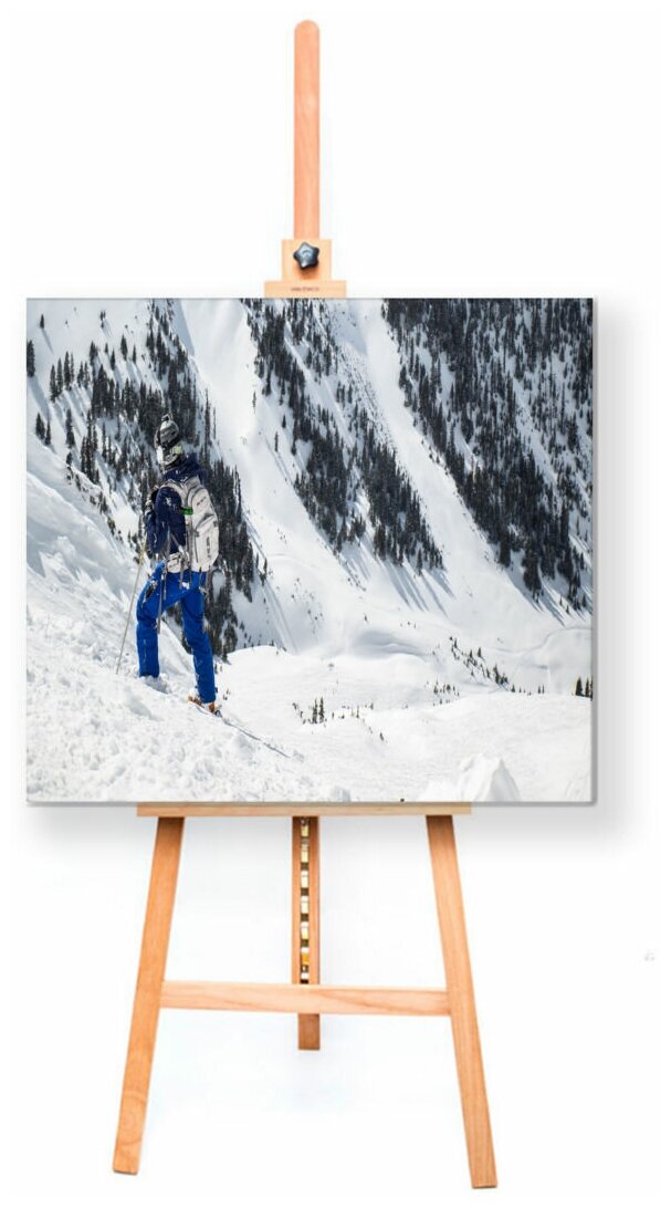 Интерьерная картина Coolpodarok Лыжи Лыжник Гора Снег Синий Костюм Стоит