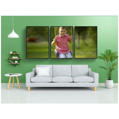фото Набор модулных постеров для интерьера "мальчик, качающийся, играющий" 60x90 см. в тубусе, без рамки lotsprints