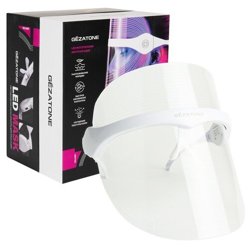 Светодиодная маска Gezatone m1030 для омоложения кожилицашеи 7 цветов 404400₽