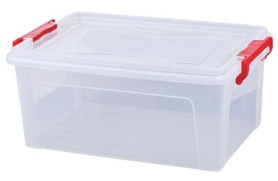 Ящик для хранения Idea (14 л, с крышкой на защелках, 18х43х28 см, пластиковый, прозрачный)