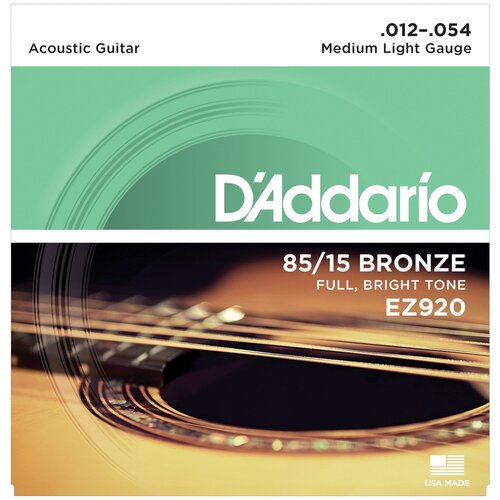 EZ920 AMERICAN BRONZE 85/15 Струны для акустической гитары Medium Light 12-54 D`Addario d addario ej42 струны для акустической гитары