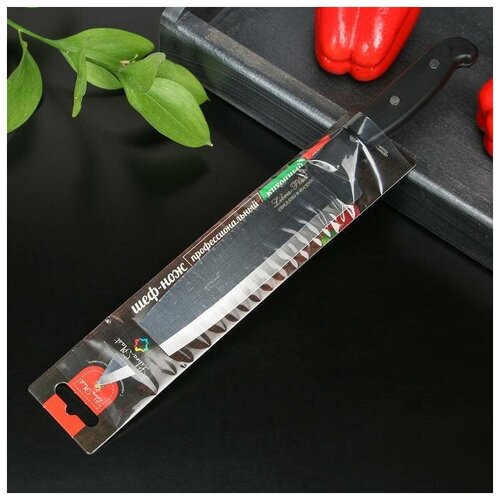 Libra Plast Нож кухонный «Классик», шеф, лезвие 19 см, черная пластиковая ручка