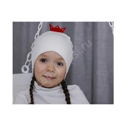 шапка modniki для девочки демисезонная со стразами р56 цв серый Балаклава HOH, размер 50/55, белый