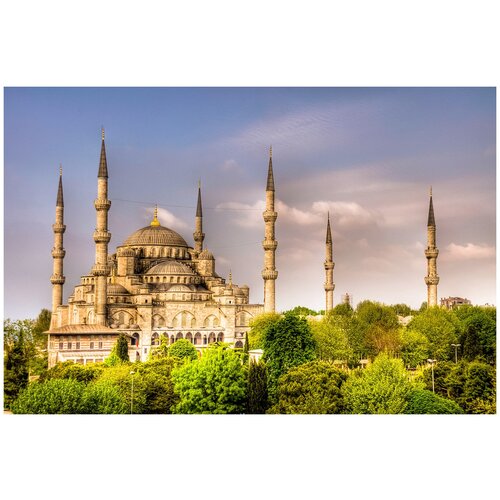 Фотообои Уютная стена Голубая Мечеть, Стамбул, Турция 410х270 см Бесшовные Премиум (единым полотном)