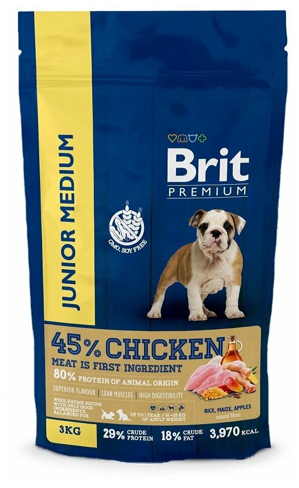 Brit (Брит) 3 кг Премиум Сухой корм для молодых собак средних пород