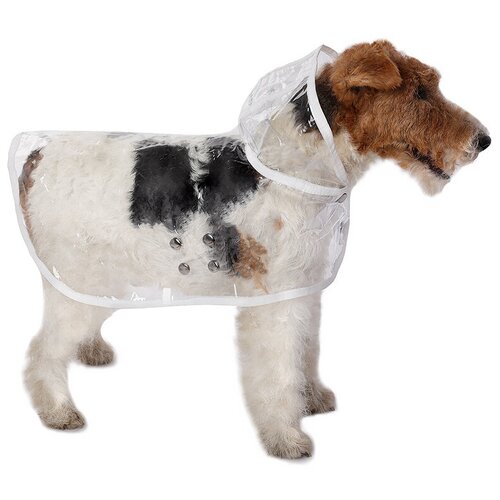 Дождевик для собак Монморанси "Дождевик прозрачный", цвет: белый, размер L, длина спины 30 см.