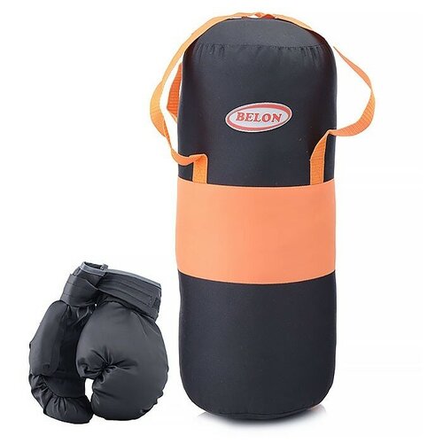 фото Набор для бокса: груша 50 см х ø20 см. с перчатками. цвет оранжевый+черный, ткань "оксфорд" belon