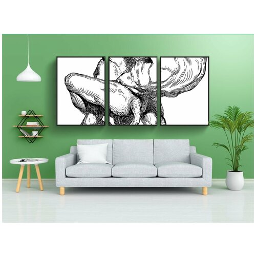 фото Набор модулных постеров для интерьера "греческий, мифология, штриховая графика" 60x90 см. в тубусе, без рамки lotsprints