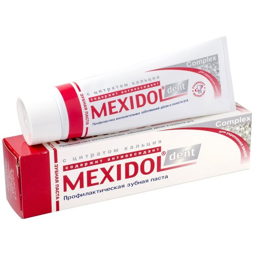 Зубная паста Мексидол Complex, 100 мл, 100 г, белый-красный ополаскиватель для полости рта профилактика пародонтита и кариеса mexidol dent мексидол дент 300мл