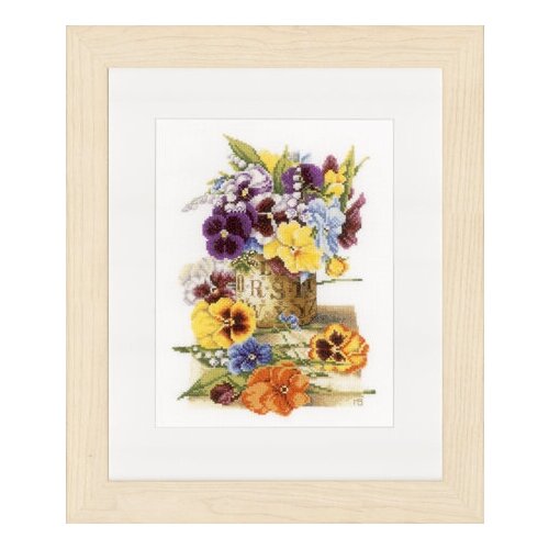 фото Набор для вышивания lanarte pn-0154463 pot of pansies