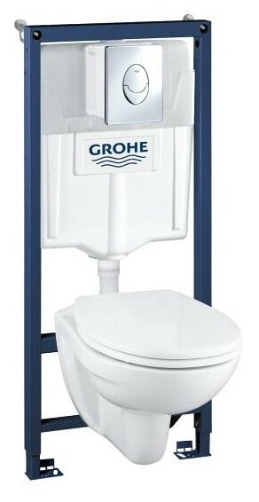 Система инсталляции GROHE QuickFix Solido 4 в 1, с подвесным унитазом и панелью смыва, хром (39400000)