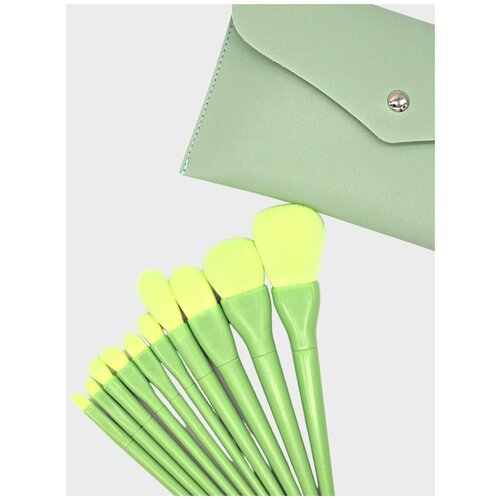 Набор кистей для макияжа в чехле (10 шт) Eva.store