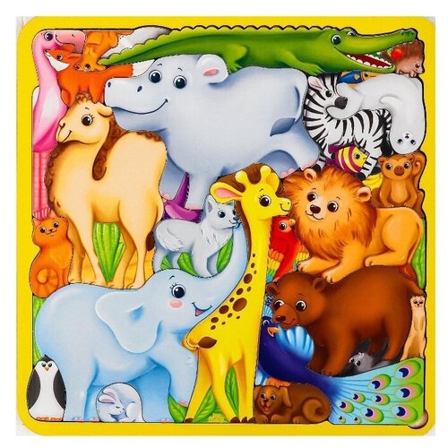 Пазл рамка-вкладыш, Лесная мастерская Животные мира, деревянный, для детей и малышей