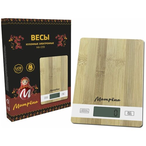 Весы кухонные электронные Матрена МА-039 Бамбук, 0-5кг 007160 .