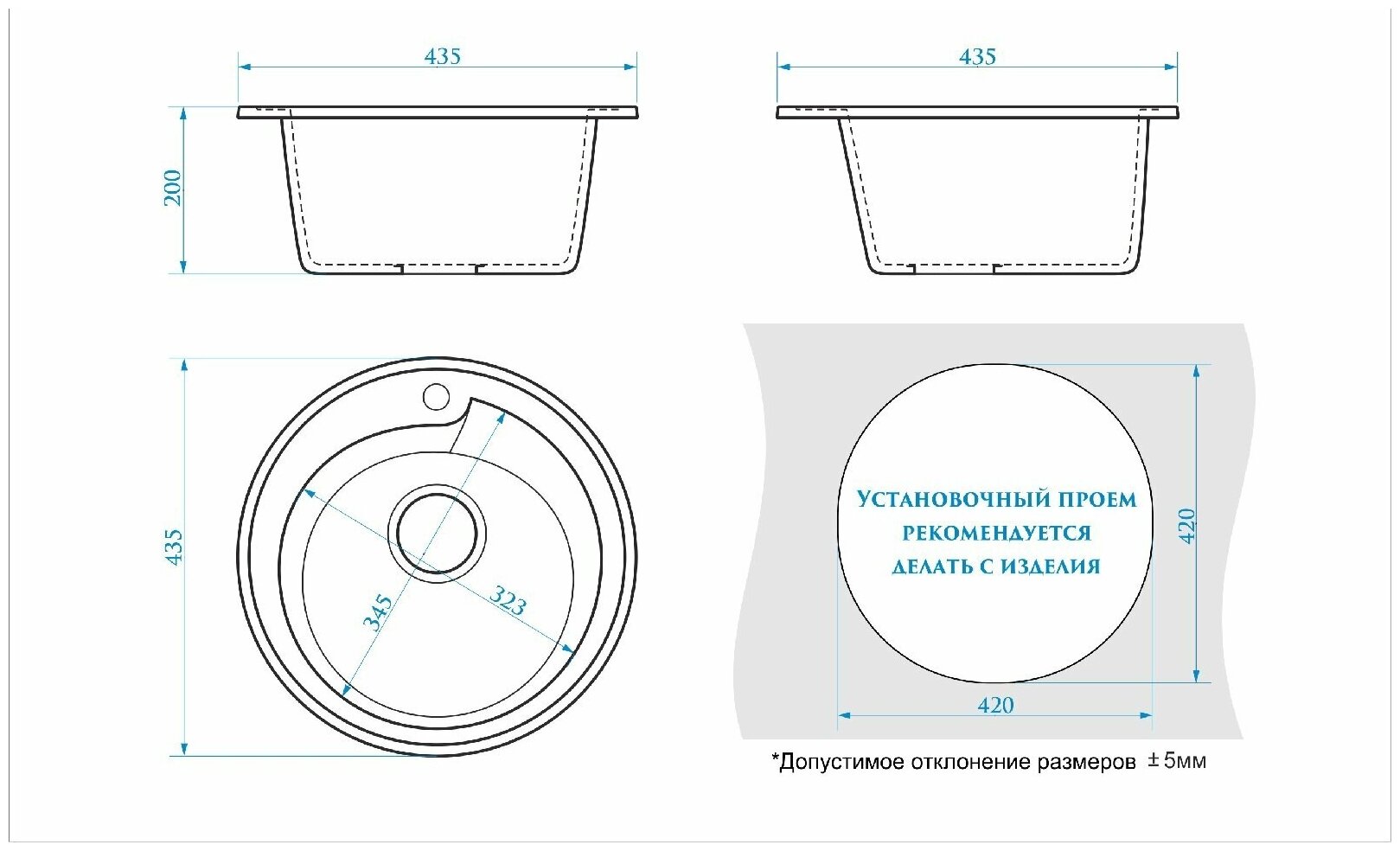 Кухонная мойка GLANZ J-004-31 цвет: белый - фотография № 3