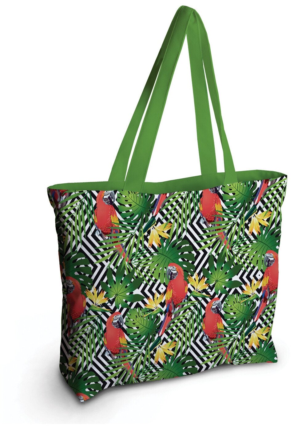 Текстильная женская сумка JoyArty "Геометрические попугаи" на молнии для пляжа и фитнеса - фотография № 5