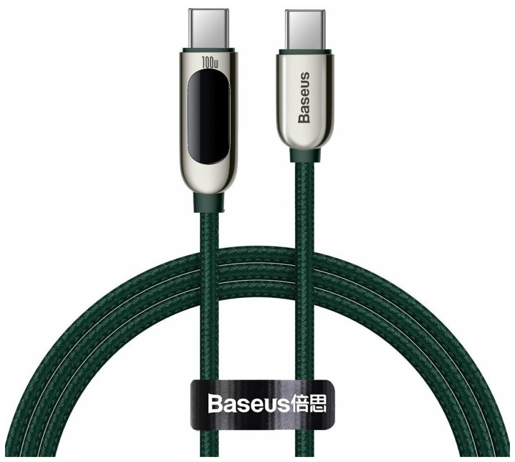 Кабель для передачи данных / быстрой зарядки /Baseus Display Fast Charging Data Cable Type-C to Type-C 100W 1 метр зеленый CATSK-B06