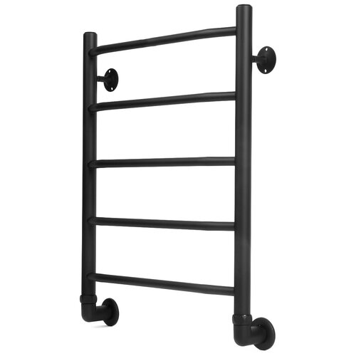 Полотенцесушитель водяной ARIANO Трапеция 60х53 черный матовый, 5 перемычек, американки угловые 1'x1' в комплекте