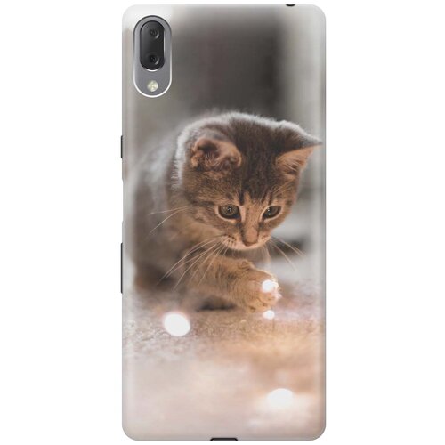 фото Gosso ультратонкий силиконовый чехол-накладка для sony xperia l3 с принтом "котенок и свет"