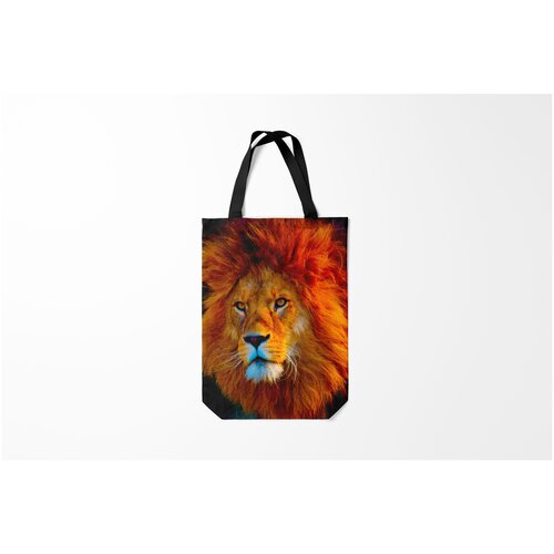 фото Сумка-шоппер / 31х42 см / популярные иллюстрации / голова животного лев 3d burnettie