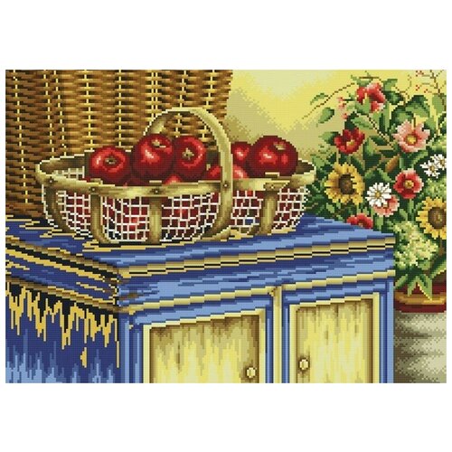 фото Набор корзинка с яблоками вышивка крестом 39х51 белоснежка 2770-14