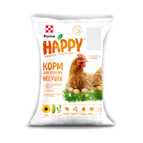 Комбикорм для курочек-несушек яичной кладки PURINA HAPPY 10кг код - 2619