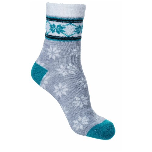 Носки женские Yaktrax Cabine Socks, SNOWFLAKES, серый/морской, размер 35-41