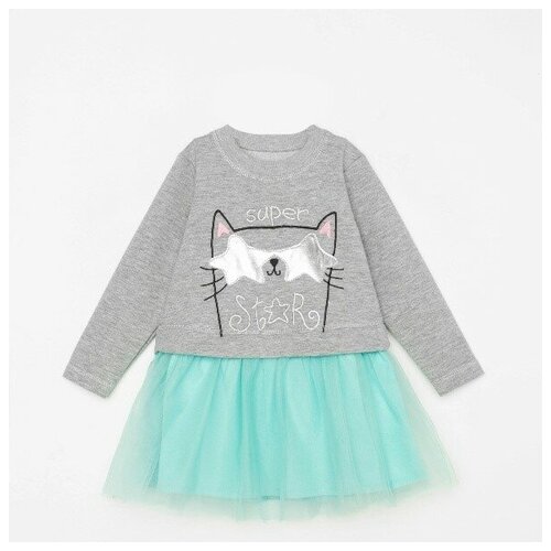 фото Платье для девочки, цвет серый/голубой, рост 92 см нет бренда
