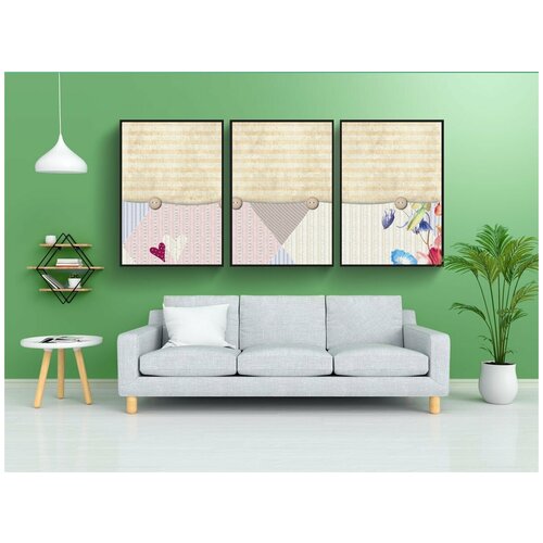 фото Набор модулных постеров для интерьера "винтаж, задний план, цветок" 60x90 см. в тубусе, без рамки lotsprints