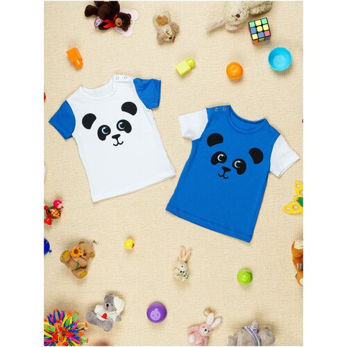 фото Футболка chic panda, детская, хлопок, размер 92, синий
