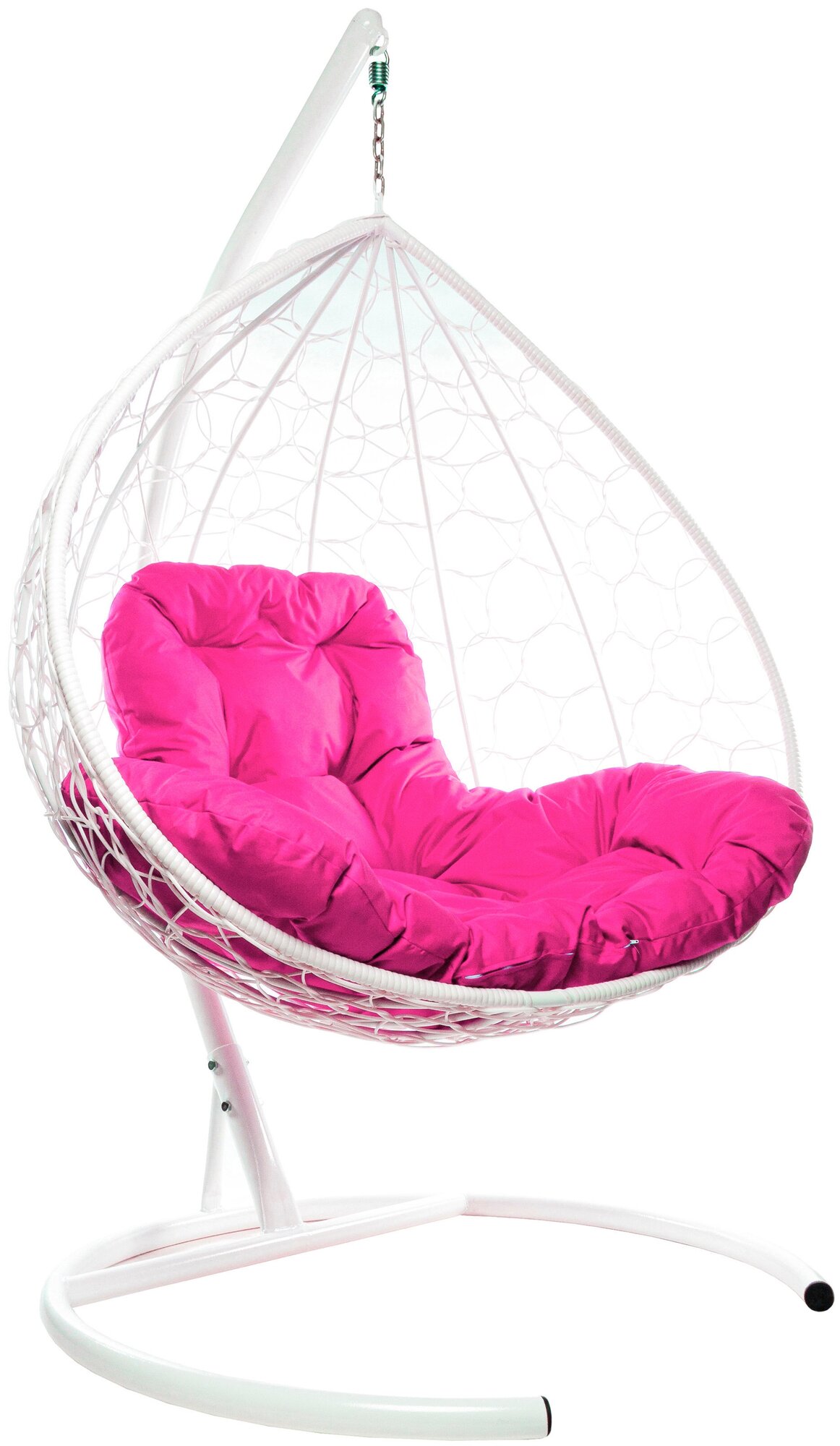 Подвесное кресло m-group XL ротанг белое, розовая подушка - фотография № 2