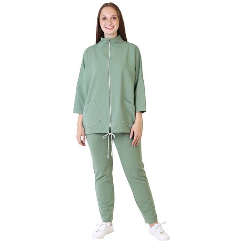 Женский спортивный костюм Променад Зеленый размер 66 Футер Оптима трикотаж