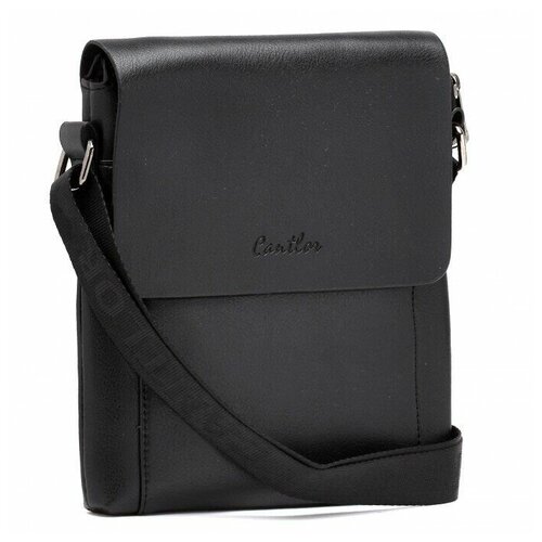 фото Cумка-планшет на плечо мужская искусственная кожа cantlor, плечевой ремень, черный