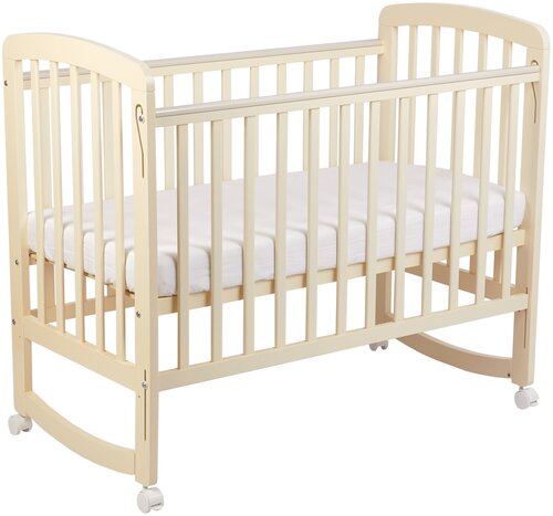 Кроватка для новорожденных, колесо-качалка Mr Sandman Flash, 0-48 мес из массива березы, гипоаллергенные материалы, 120х60 см, цвет бежевый