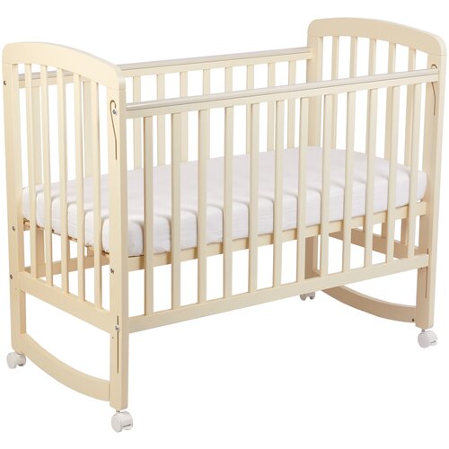 Кроватка для новорожденных, колесо-качалка Mr Sandman Flash, 0-48 мес из массива березы, гипоаллергенные материалы, 120х60 см, цвет бежевый
