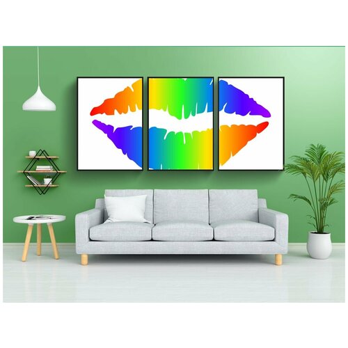 фото Набор модулных постеров для интерьера "губы, рот, целовать" 60x90 см. в тубусе, без рамки lotsprints