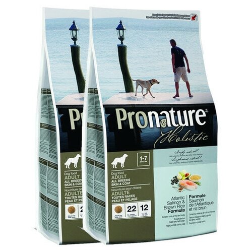 Pronature Holistic Корм д/собак, д/кожи и шерсти лосось с рисом 2,72 кг х 2 шт.