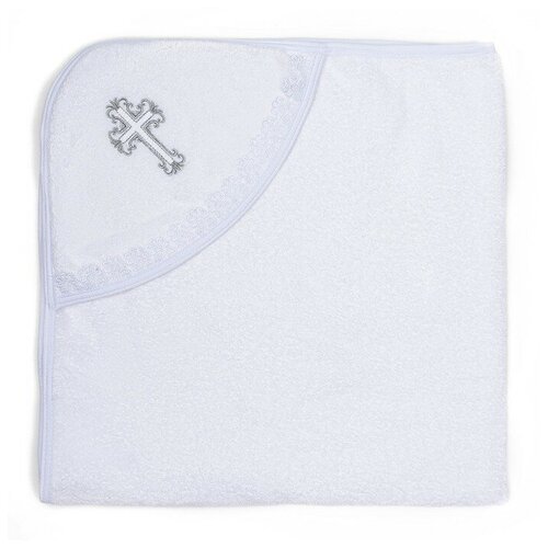 Полотенце-уголок для крещения с вышивкой, размер 100*100 см, цвет белый К40/1