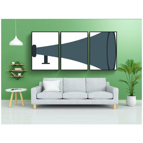 фото Набор модулных постеров для интерьера "мегафон, оратор, бизнес" 60x90 см. в тубусе, без рамки lotsprints