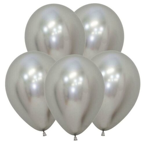 фото Шар латексный 12" «зеркальный», reflex, набор 12 шт., цвет серебро mikimarket