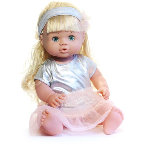 фото Нарядное платье с повязкой для куклы 38-42см, mary poppins, розовое и серебрянное