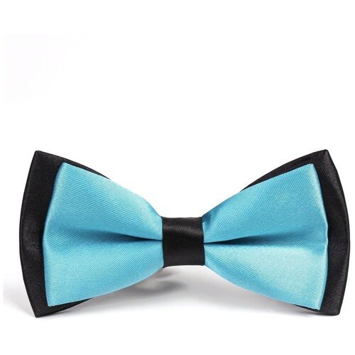 галстук бабочка для мальчика для девочки детская атласная синяя в черном Галстук 2beMan, голубой