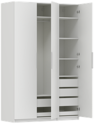 Шкаф для одежды Eksa/Berga c 6-ю полками, штангой, 4-мя ящиками и 2-мя ящик-лотками, ШхГхВ 150х60х236 см, белый