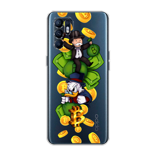 Силиконовый чехол на Oppo Reno 6 4G / Оппо Рено 6 4G Scrooge McDuck and Monopoly, прозрачный силиконовый чехол на oppo reno 6 4g оппо рено 6 4g лиса в очках