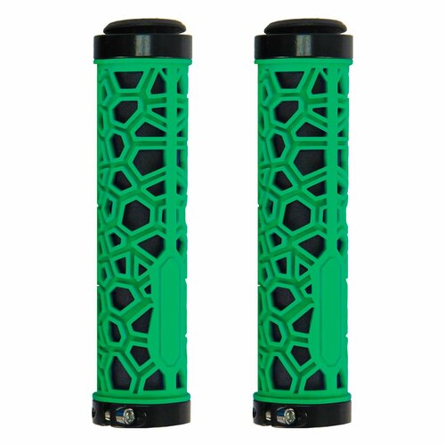 Грипсы для велосипеда черно-зеленые с зажимом 130мм 542₽