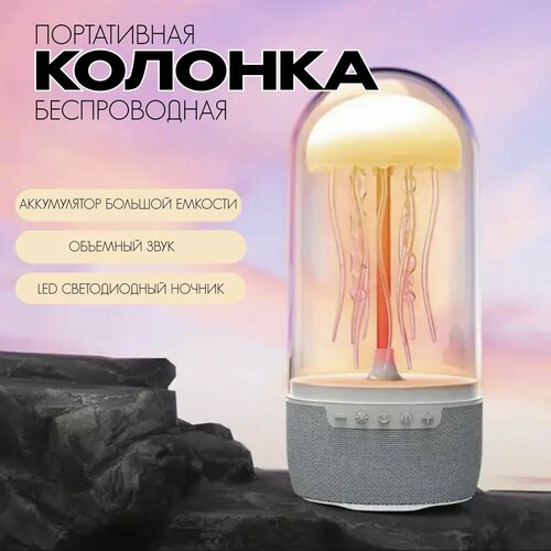 Портативная беспроводная колонка Ночник - Светильник Медуза в колбе Bluetooth колонка LED подсветка антистресс 384900₽
